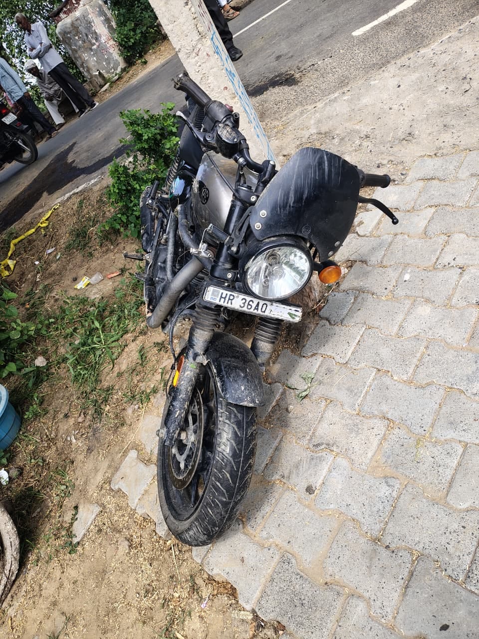 To conceal their identities, members of a group had applied tape to the number plates of their motorcycles.