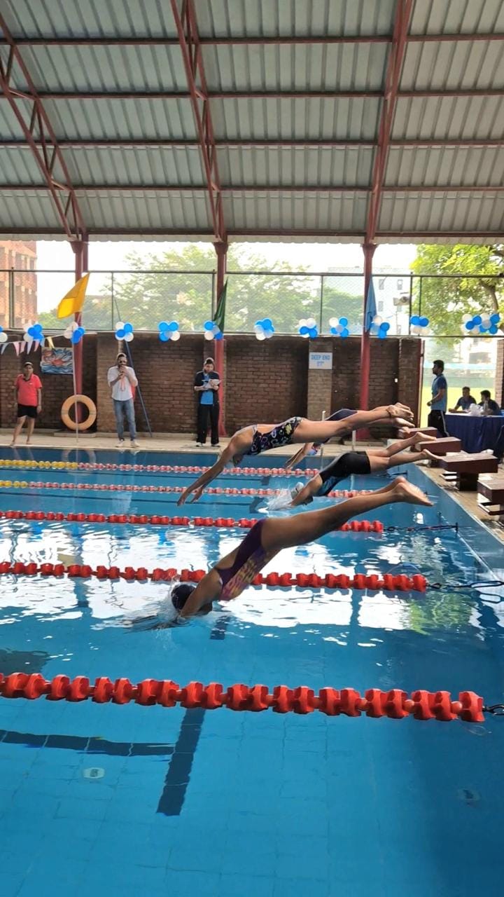 Swimmers from Shiv Nadar School led the race for medals.
