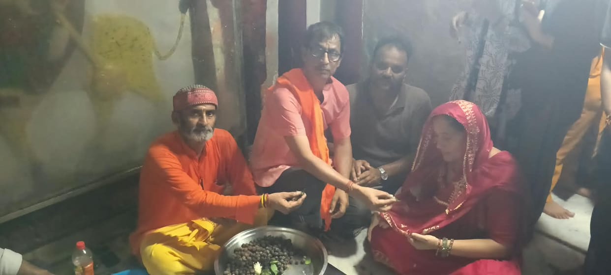 11,000 Rudraksh beads distributed after the grand puja at the Shiva temple.