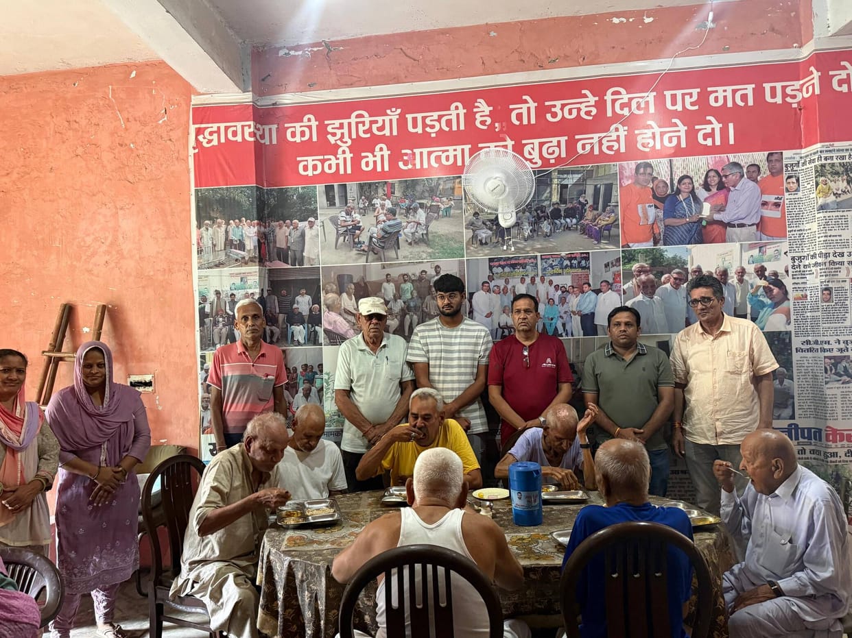 Observed father's death anniversary by serving at an old age home.