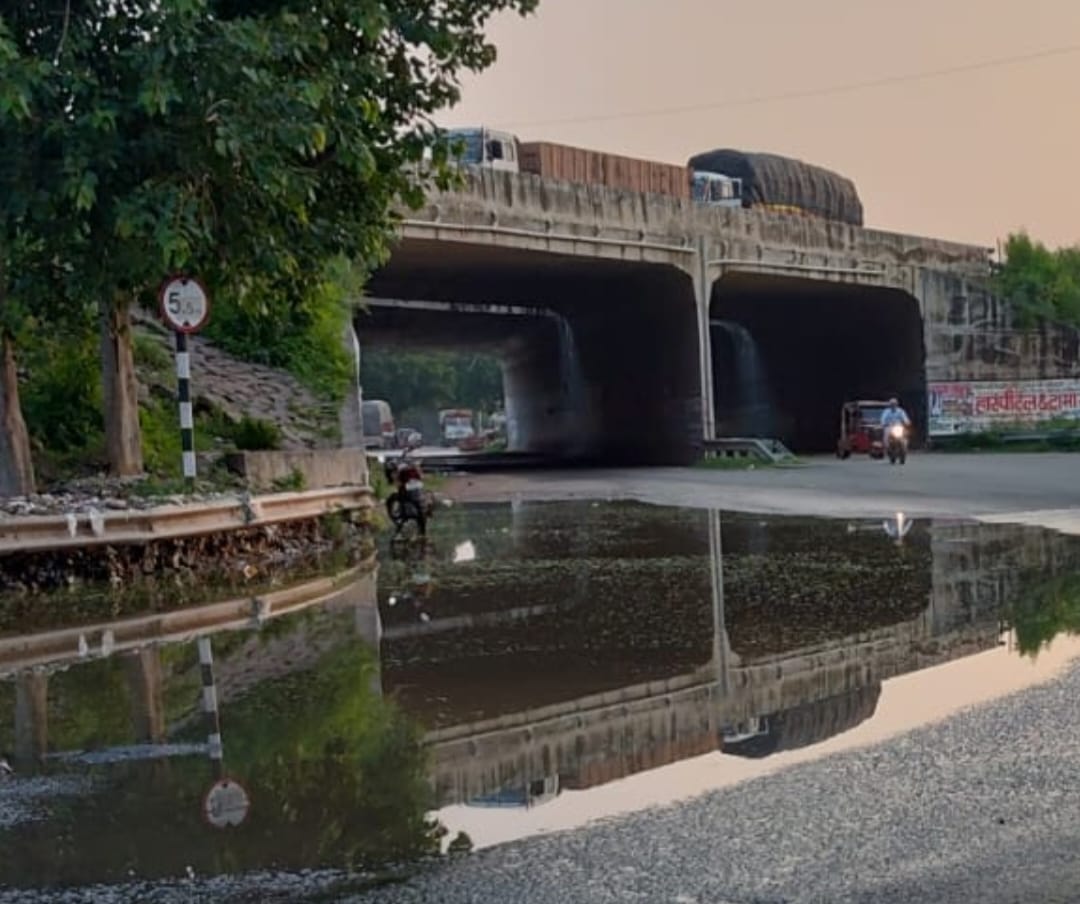 Rainwater accumulates at the Lohia Cut underpass.