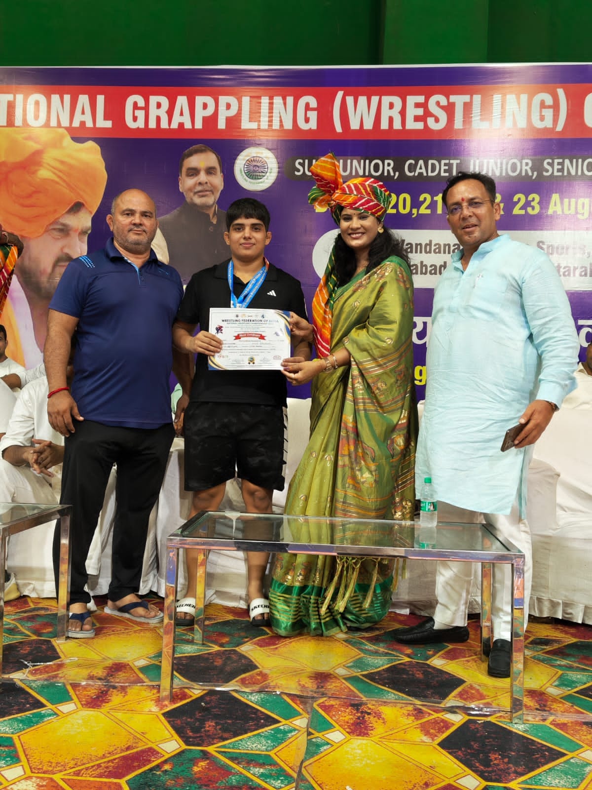 Khushi Chaudhary won the gold medal at the Grappling National Championship.