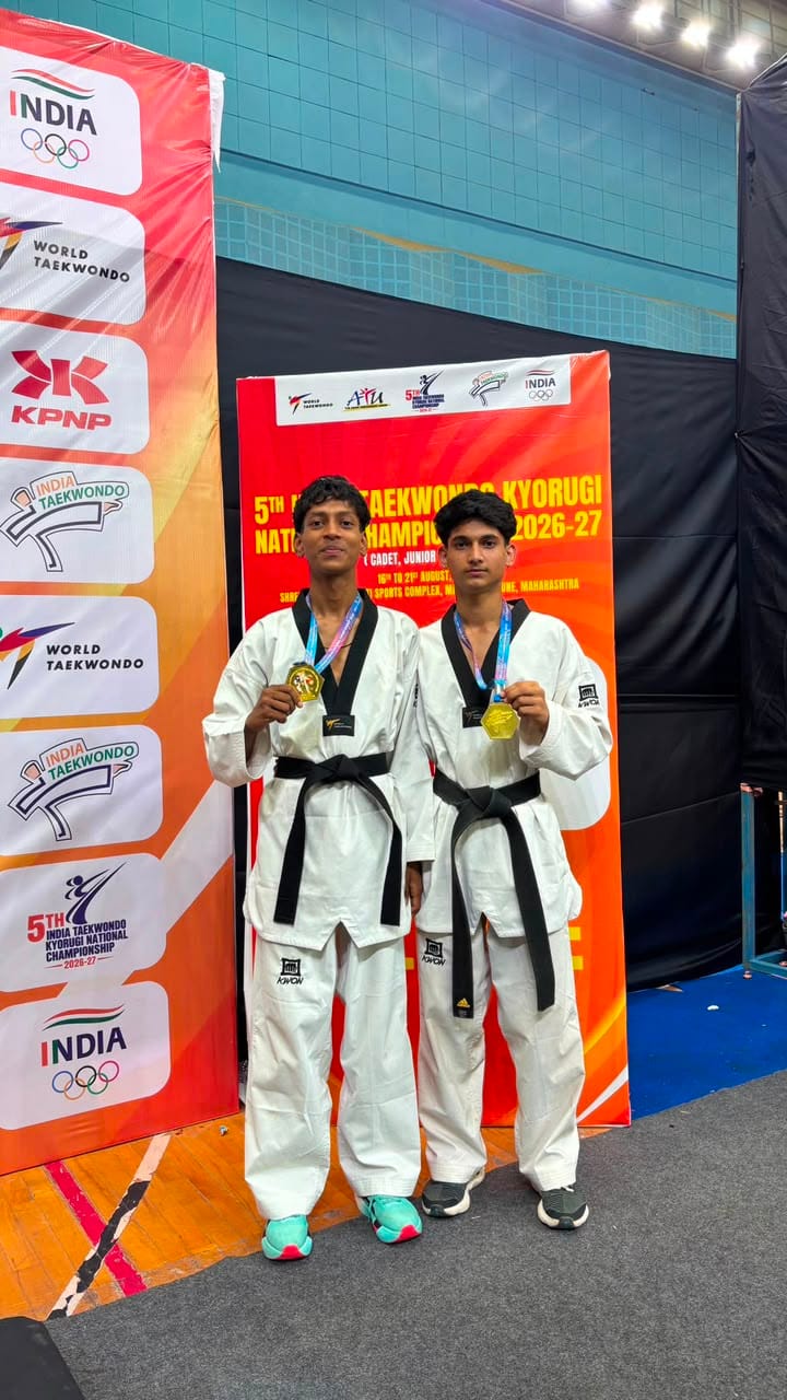 Agra wins two gold medals in Taekwondo.