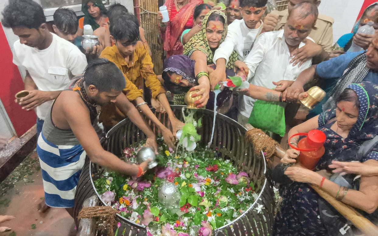 Crowds of devotees thronged the Shiva temples.