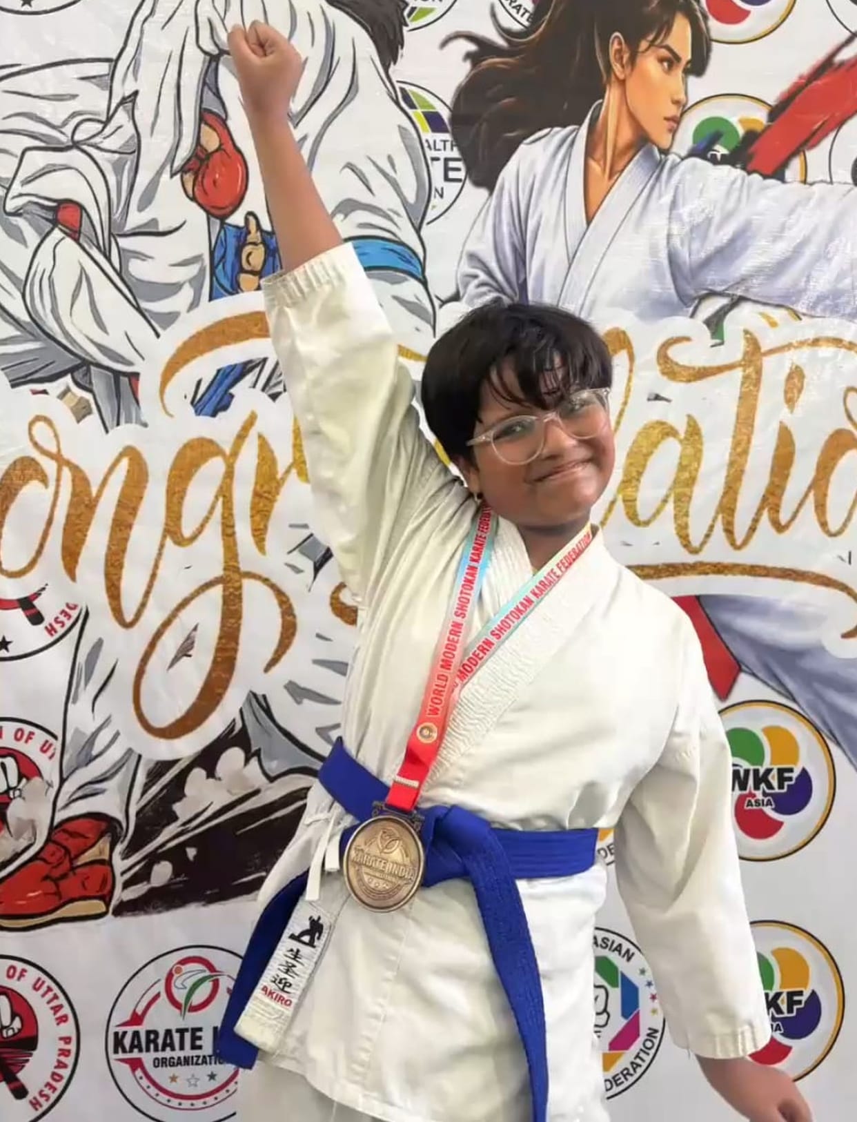 Anika Anand won the gold medal at the karate championship.