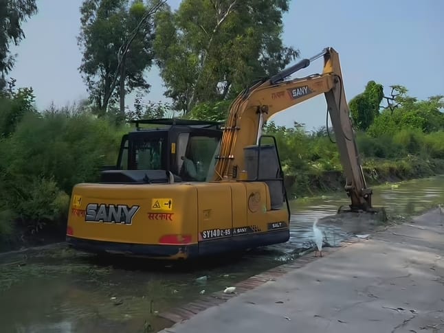Irrigation Department launches cleaning drive for minor canal.
