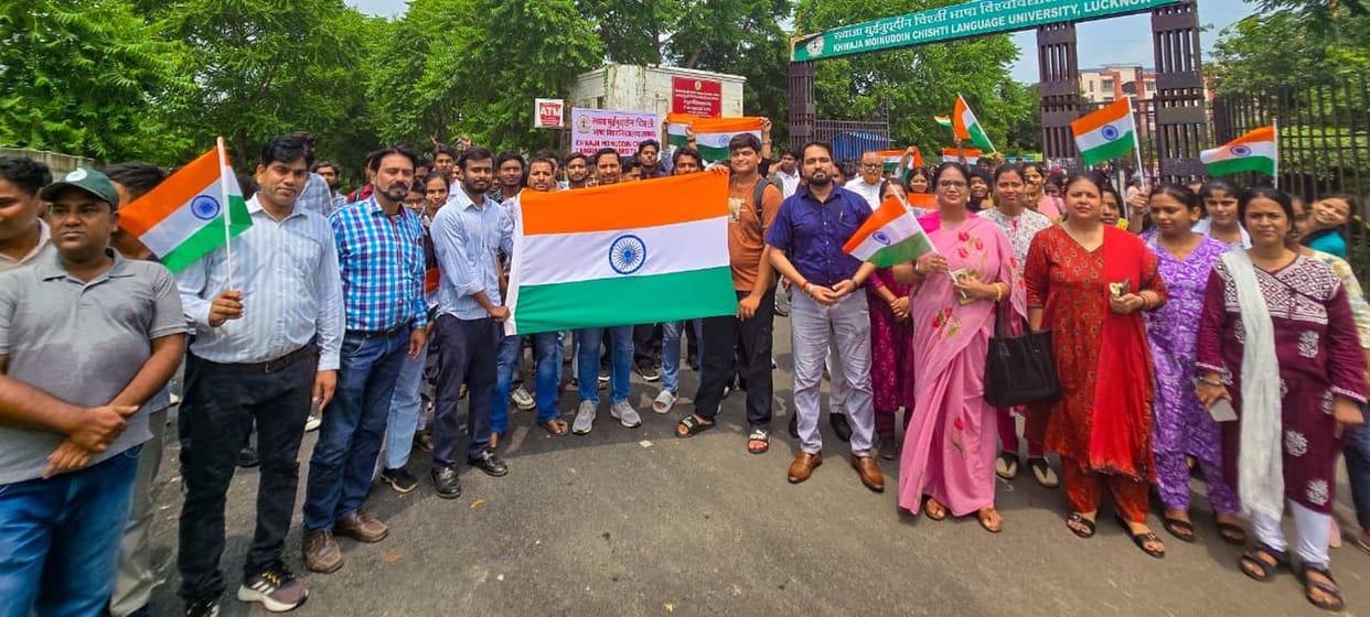 Patriotism on display at the 'Har Ghar Tiranga' rally.