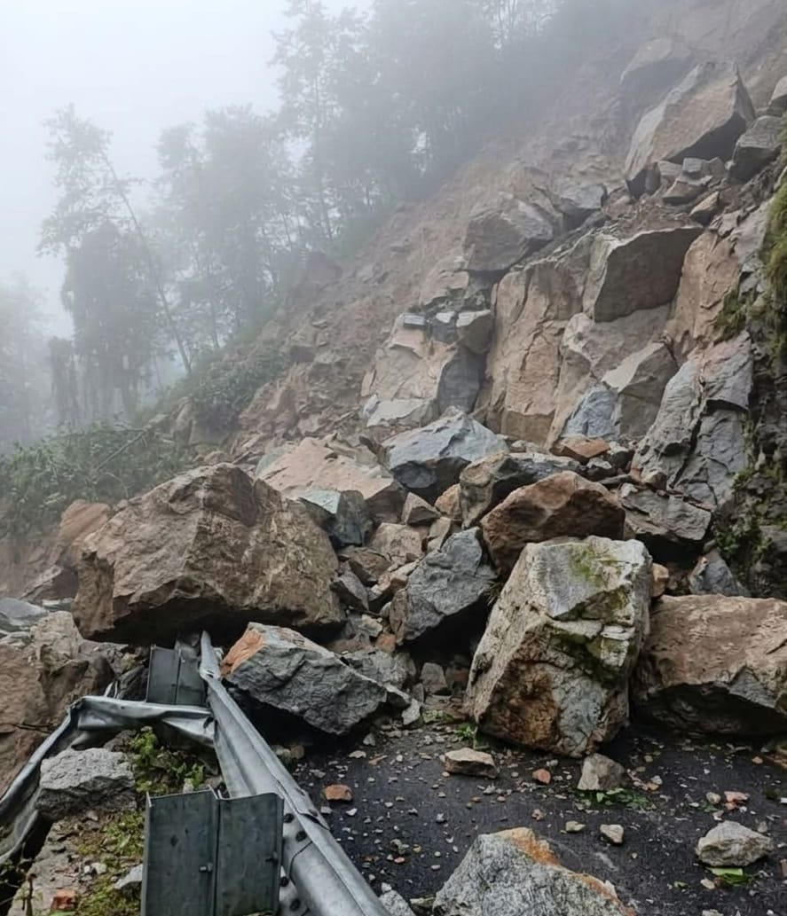 Eight motor roads closed due to rain; several houses at risk from landslides.