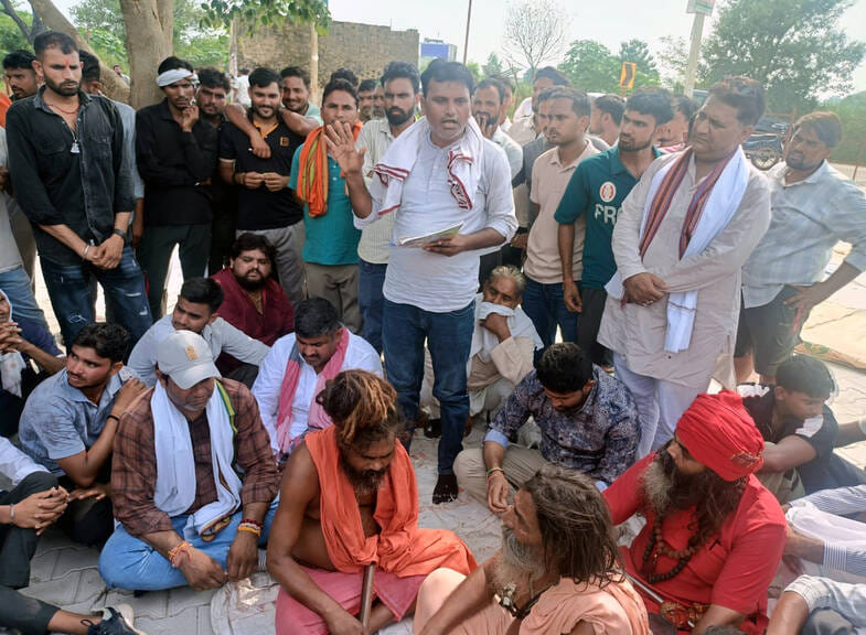 Villagers created an uproar in protest against the defacement of the idol.