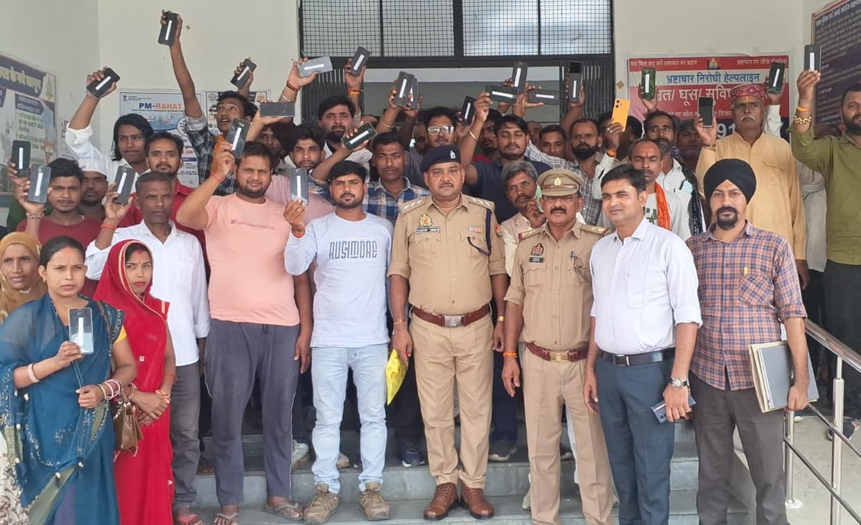 Mobile phone owners' faces lit up upon receiving their phones.