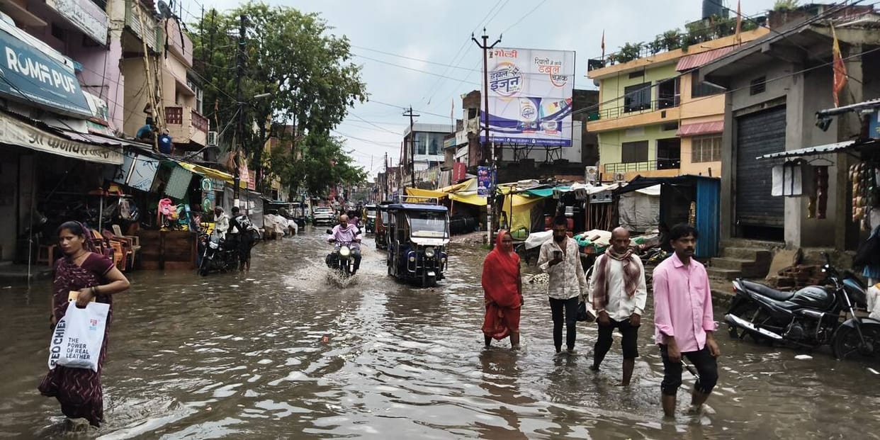 Relief from heavy rain; mercury drops; schools up to Class 8 closed today.