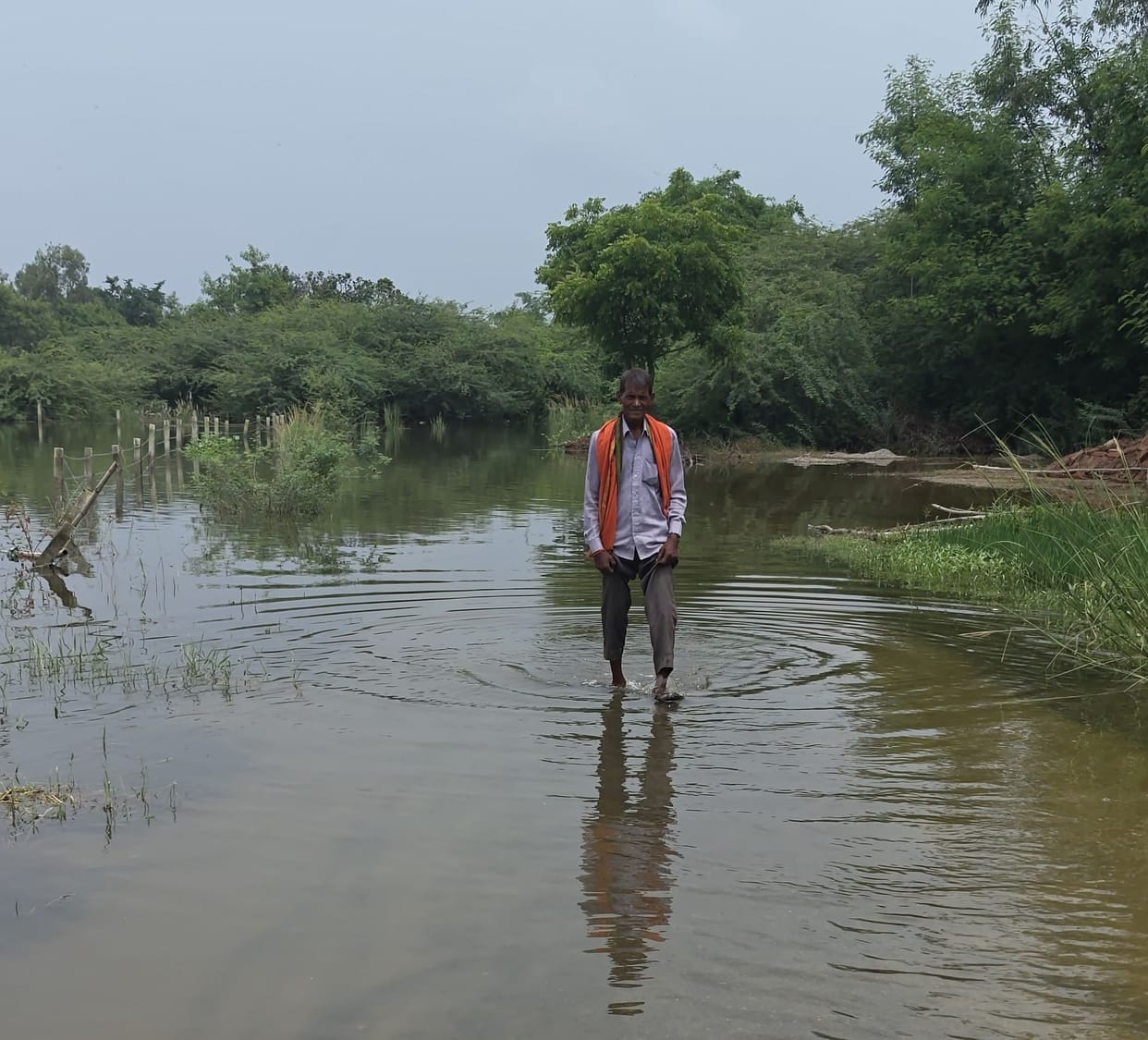 Waterlogging on roads; traffic movement affected.