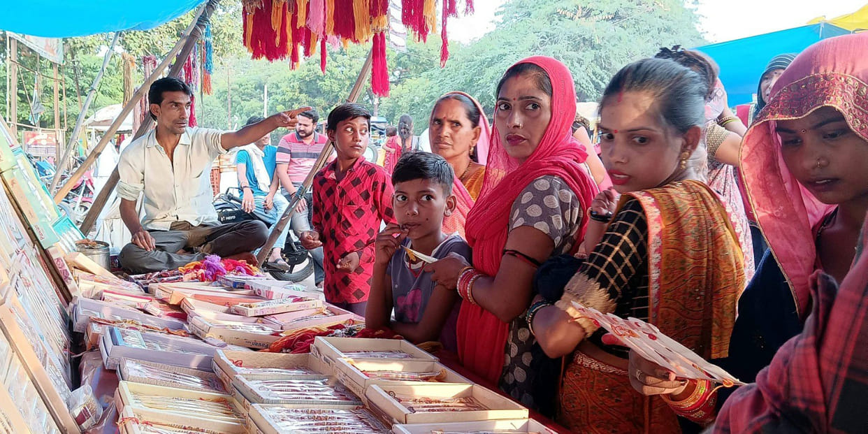 Markets abuzz for Raksha Bandhan... a wide variety of sandalwood, rudraksha, and tulsi rakhis on offer.
