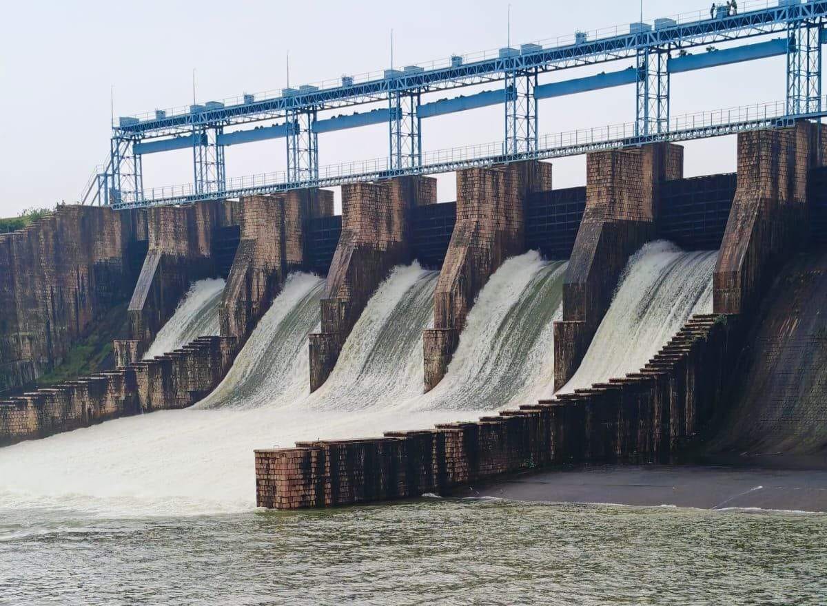 Water released by opening five gates of Musakhad Dam.