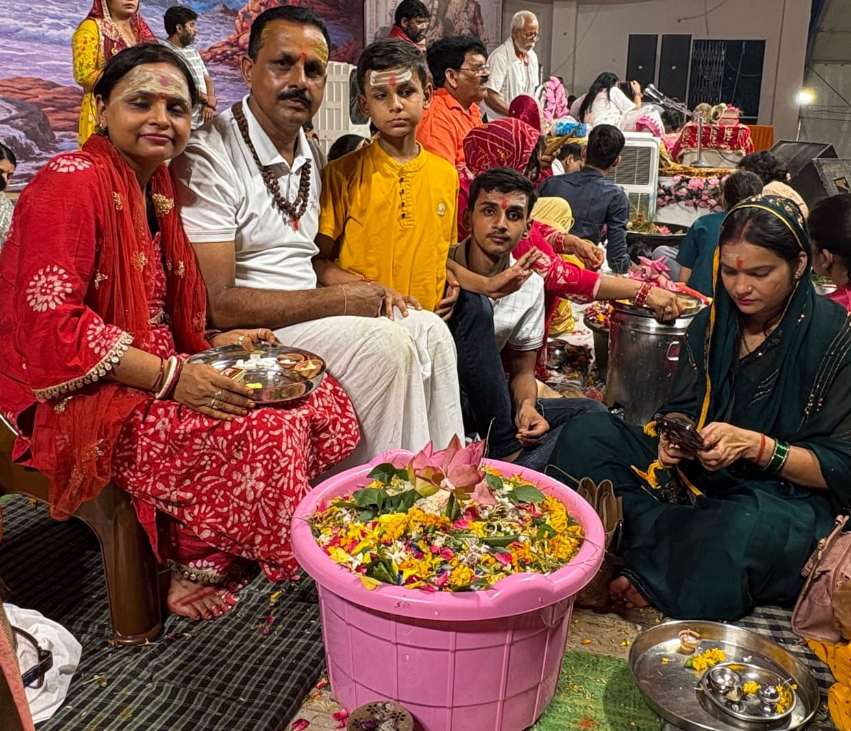 Prayed to Bholenath for happiness and prosperity during the Rudrabhishek.
