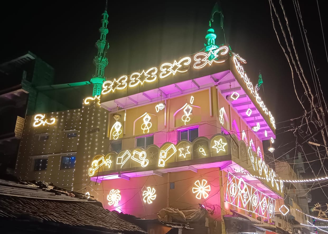 Mosques decorated on the eve of Eid-e-Milad-un-Nabi.