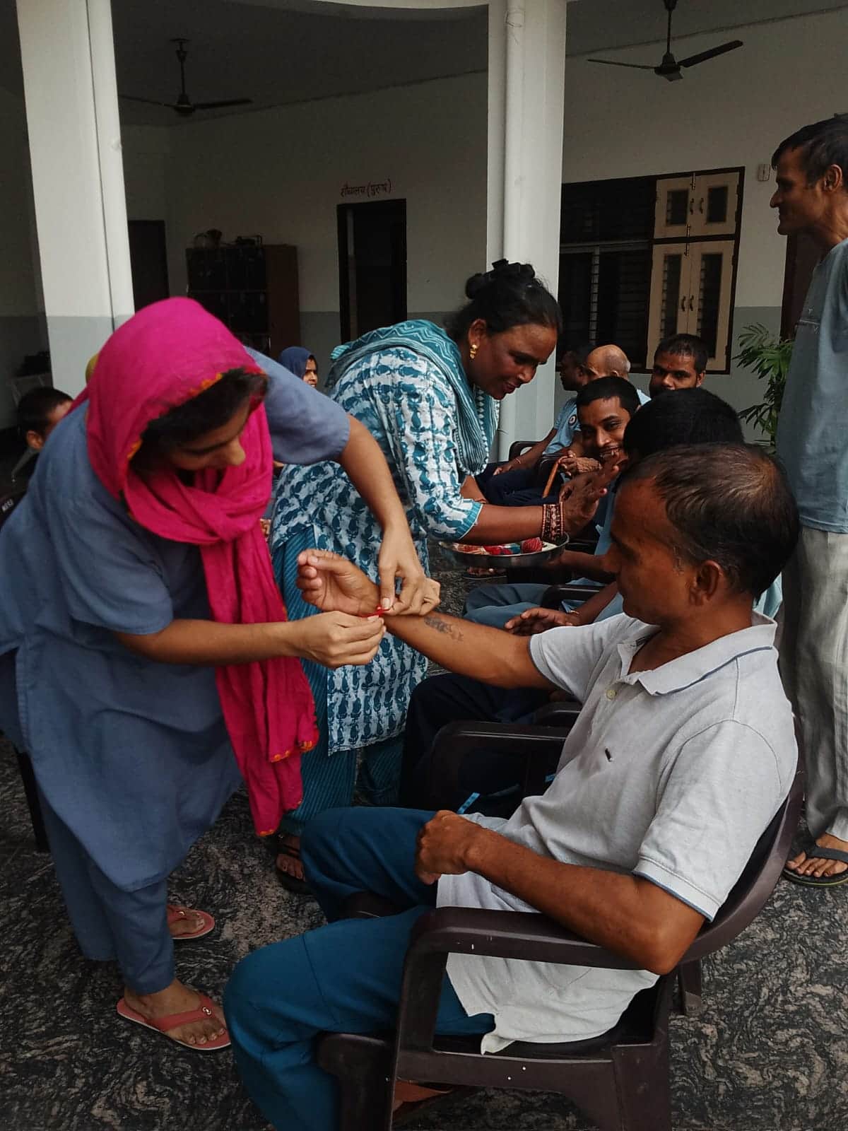 Raksha Bandhan celebrated with patients at Hariom Sevadal Ashram.