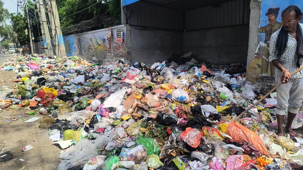 Continuous strike by sanitation workers has led to heaps of garbage in the city.