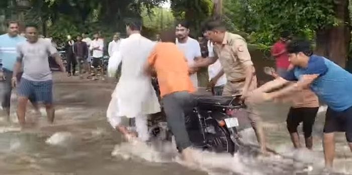 Seven hours of torrential rain washed away roads and culverts, and caused ponds to overflow.