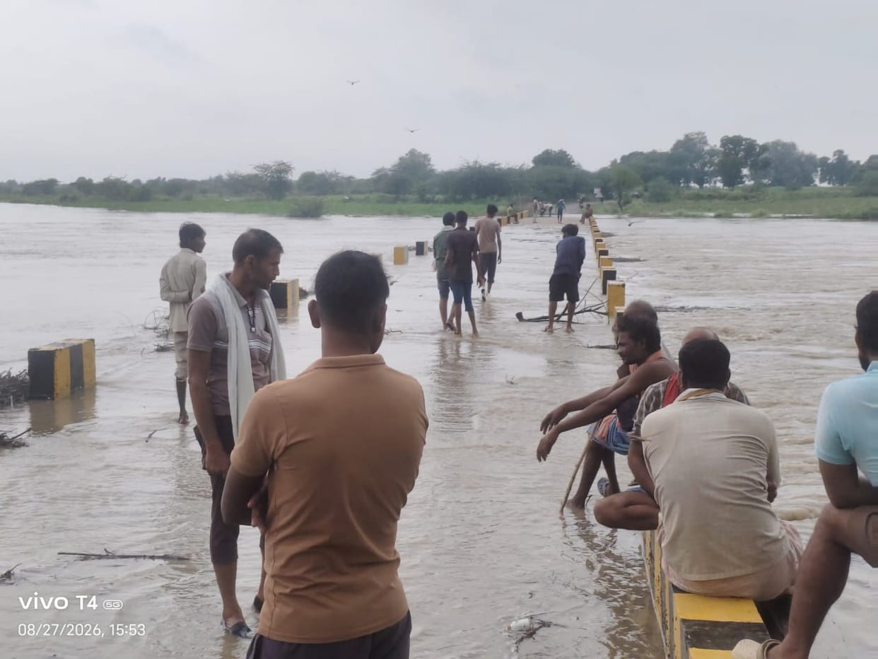 The Chandraval River overflowed, and water began flowing over the causeway bridges.