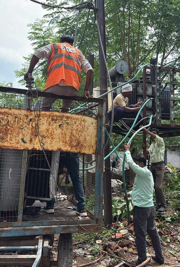 Eight transformers were burnt due to lightning strikes during the rain.