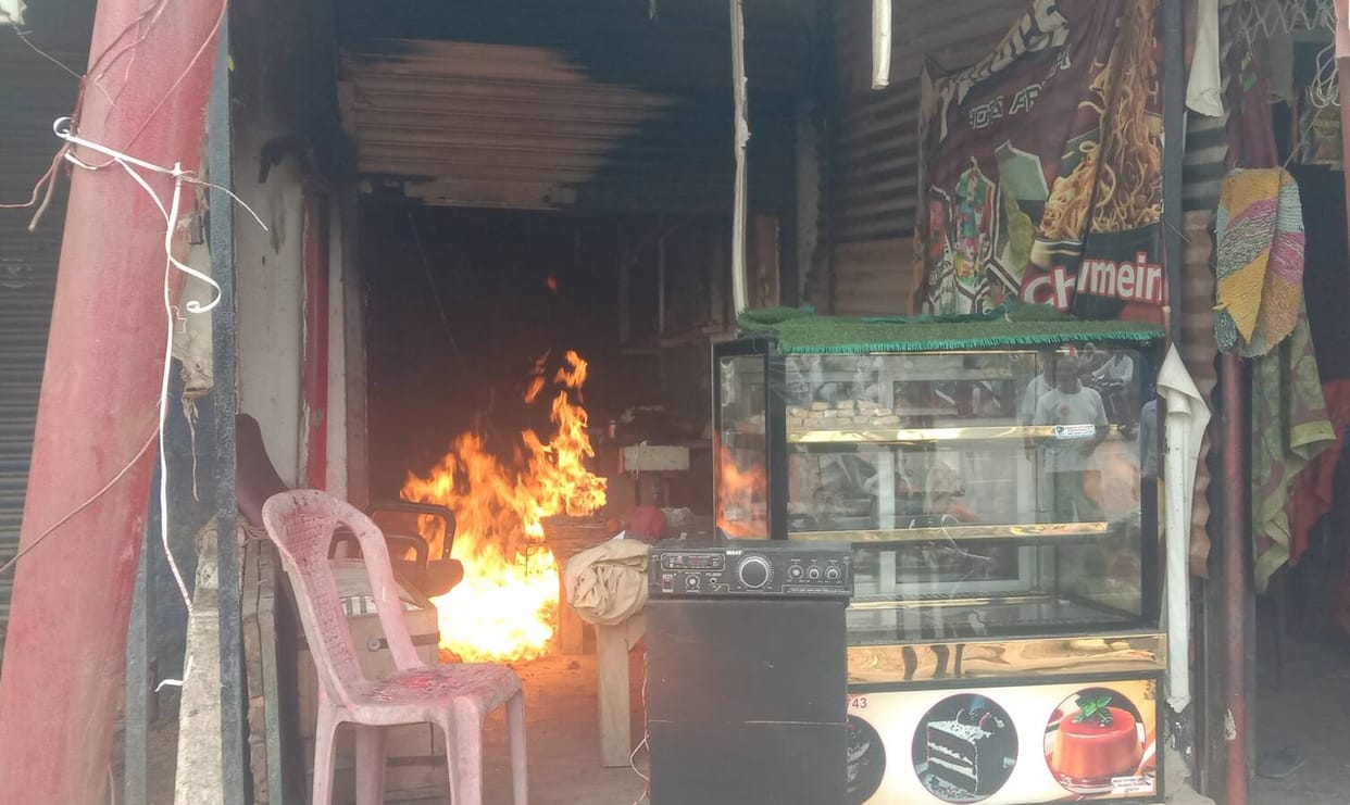 Fire in cylinder caused by gas leak