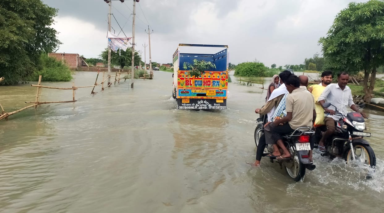 Floods have disrupted normal life, with water reaching the settlements of riverside villages.