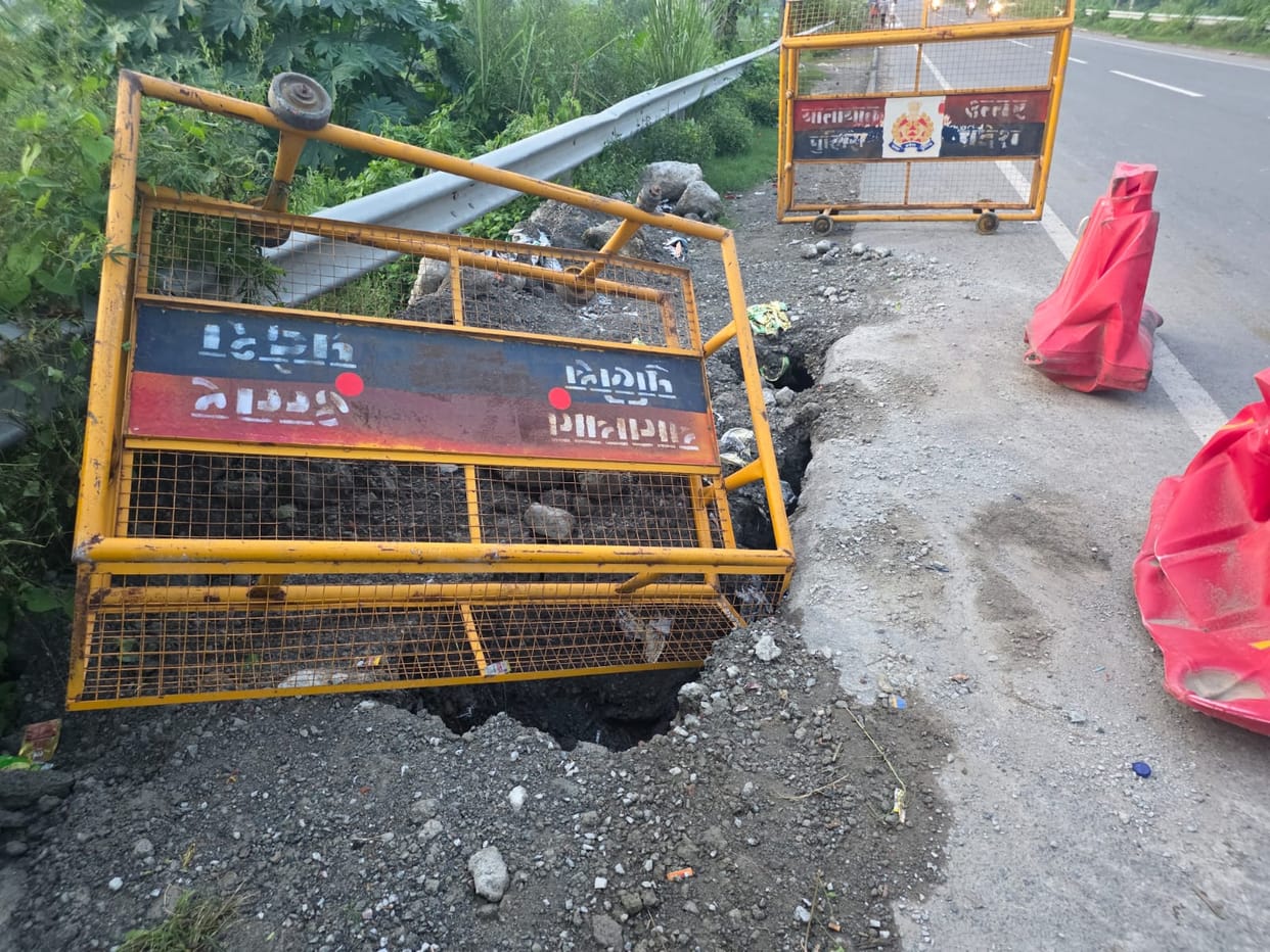 Superficial repairs to the sunken road; highway travel remains hazardous.