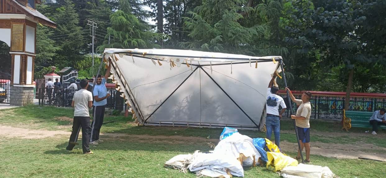 Tents set up at Chaugan for Manimahesh pilgrims.