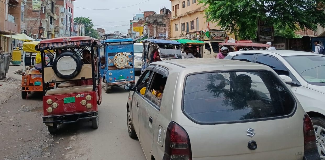 Vehicles crawled across the city throughout the day on Raksha Bandhan; people grappled with traffic jams.