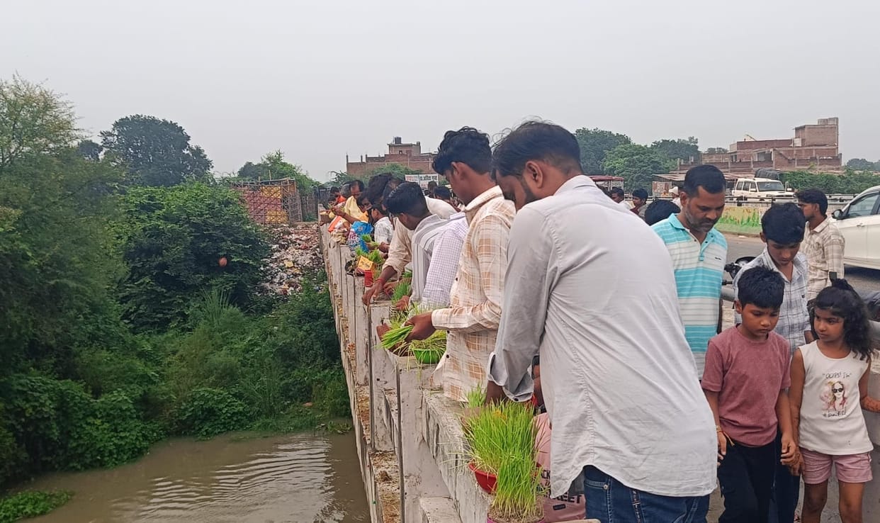 After the immersion of the *Bhujariyan*, people visited homes to exchange good wishes and seek blessings.
