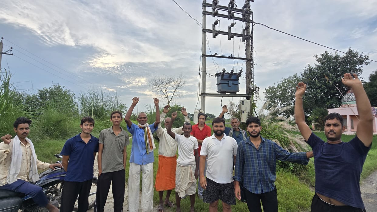 Villagers in Kripalpur staged a protest over electricity.