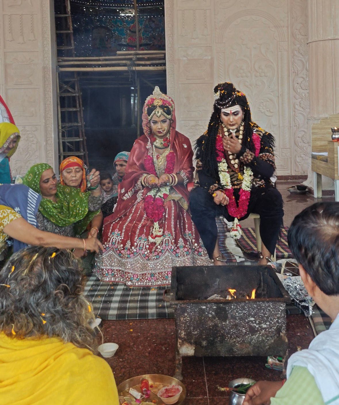 A tableau depicting the wedding of Shiva and Parvati was taken out at the ancient Shiva temple.