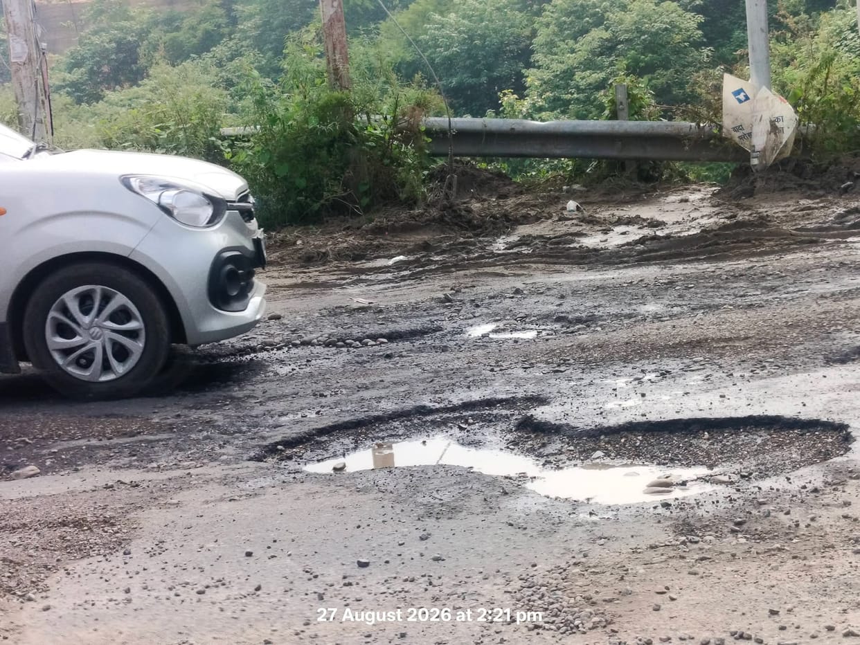 Road near Seer Khad in poor condition; risk of accidents looms.
