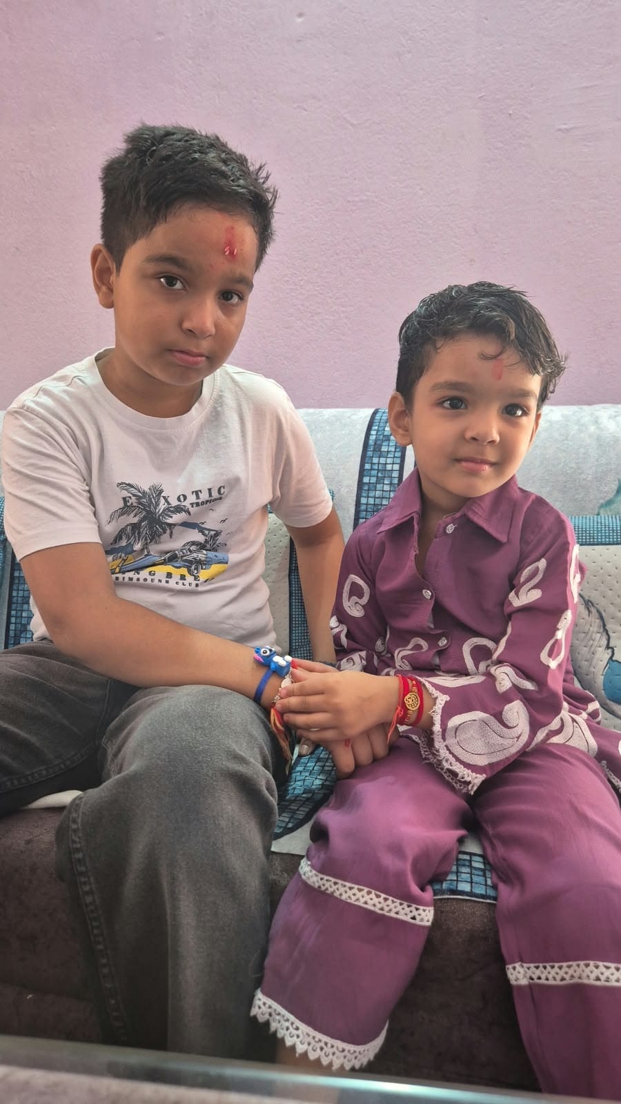 Sisters tied Rakhis and prayed for their brothers' long lives.