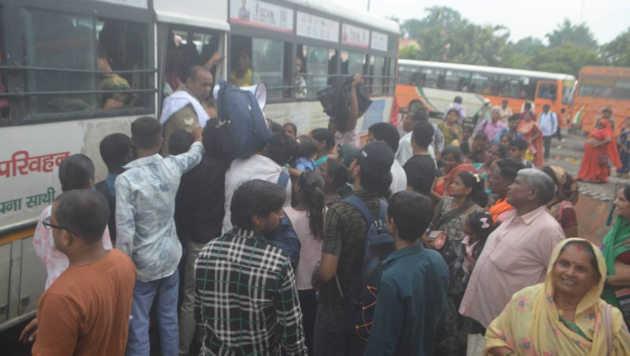 Scramble for seats on Roadways buses continues on the third day too.