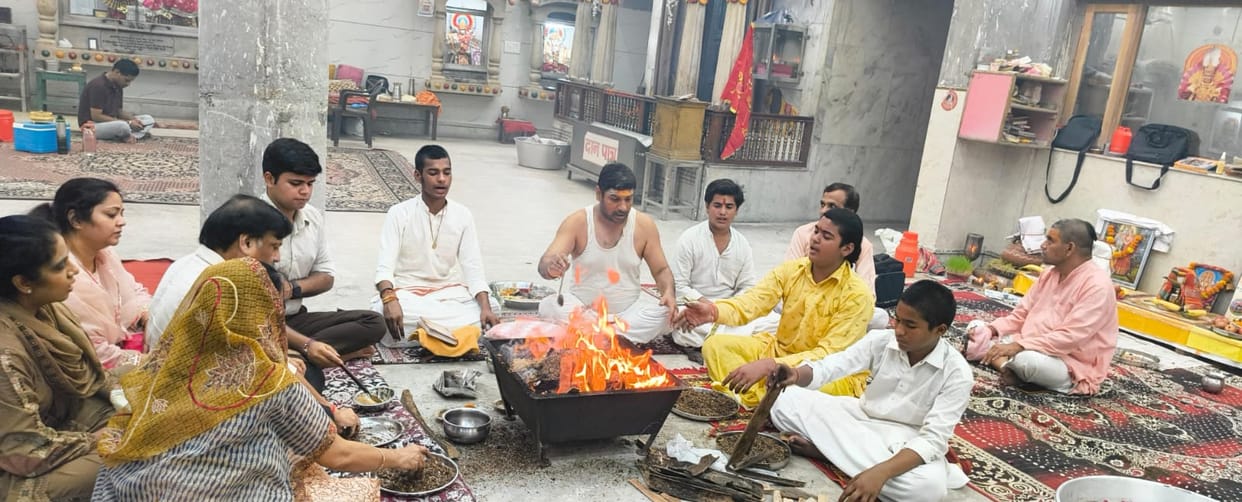 Conclusion of the Mahamrityunjaya Anushthan with Purnahuti.