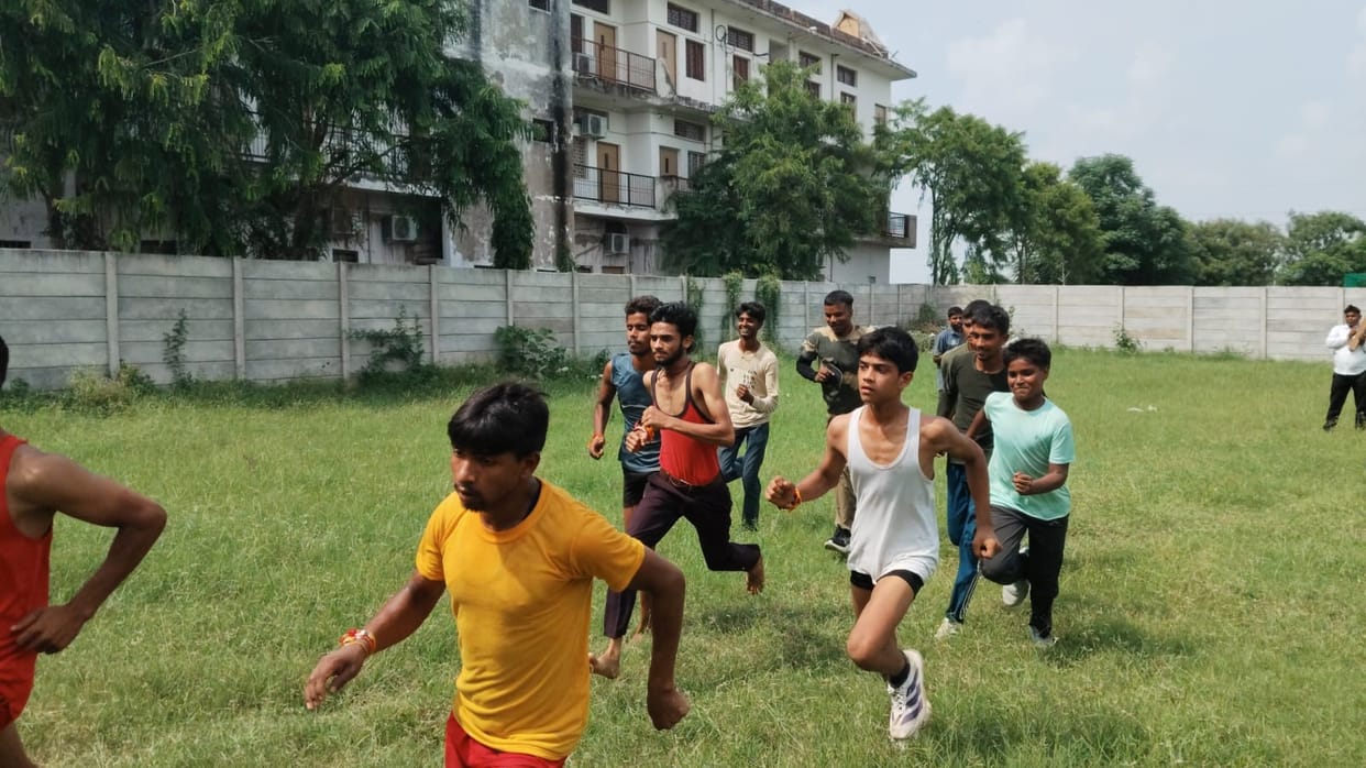 Athletes displayed their prowess in the race and long jump.