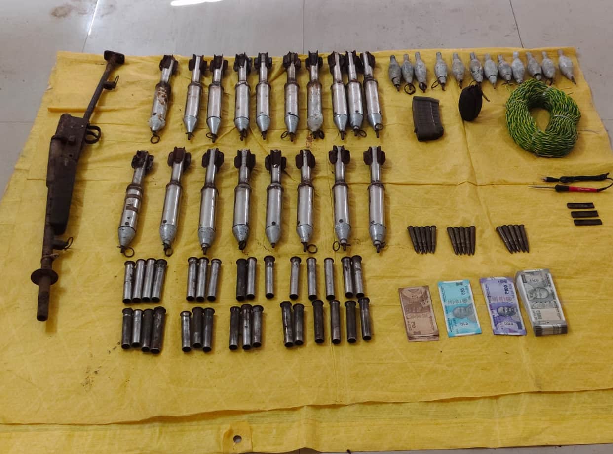 Naxal dump unearthed; huge quantity of explosive material seized.