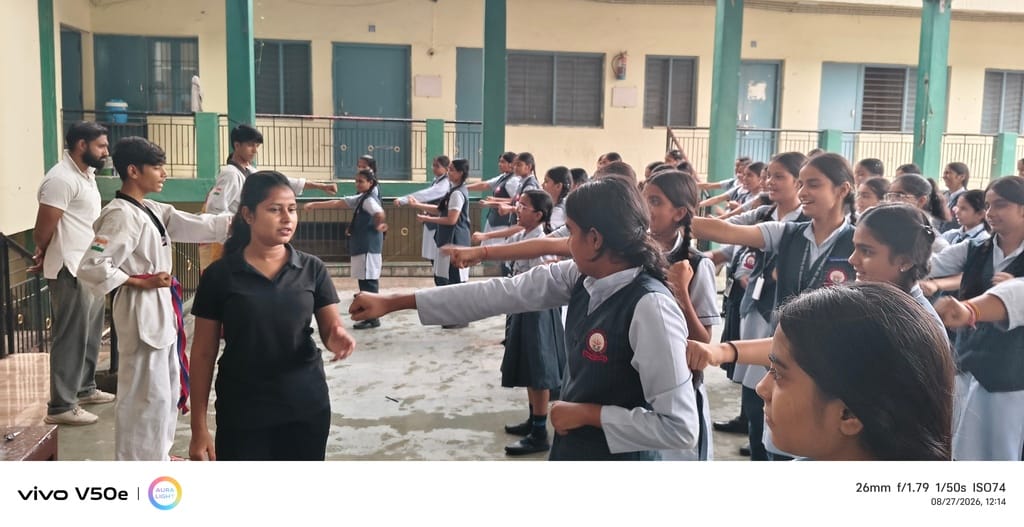 Girls learn self defense techniques