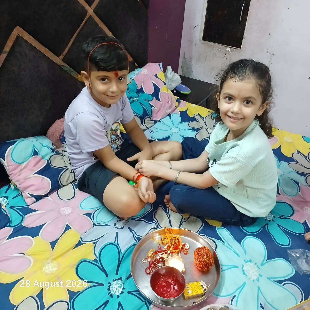 Sisters celebrated the festival by tying Rakhis on their brothers' wrists.