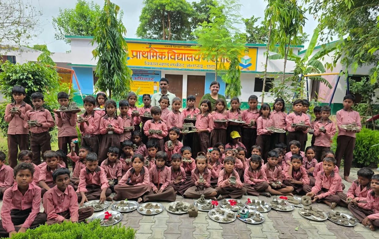 Children reached school without bags... were delighted with toys