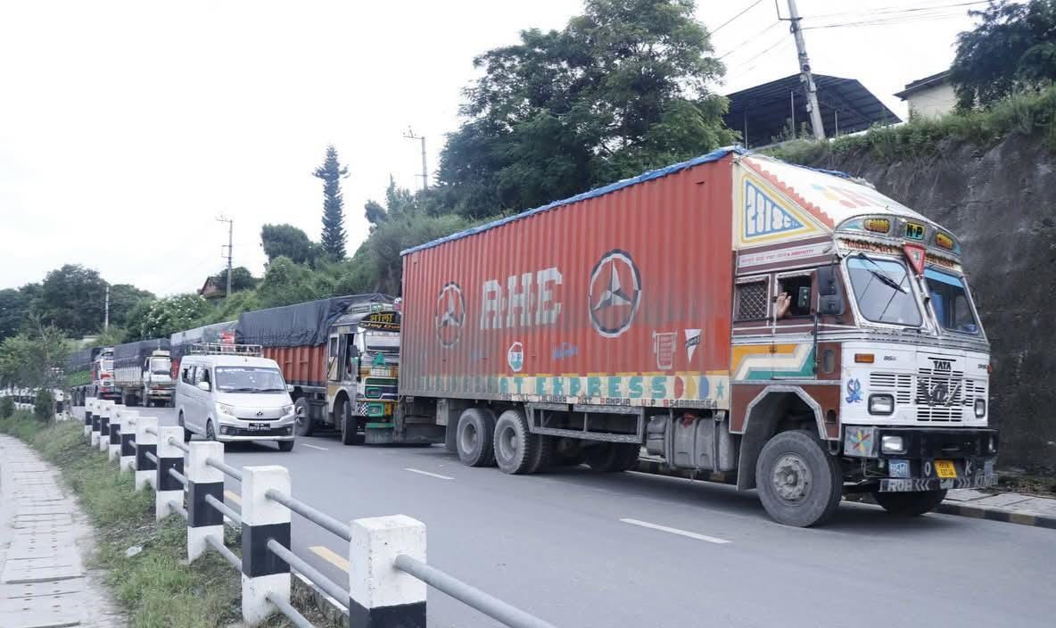 Nepal's Prithvi Highway closed; cargo trucks pile up in Kathmandu Valley.