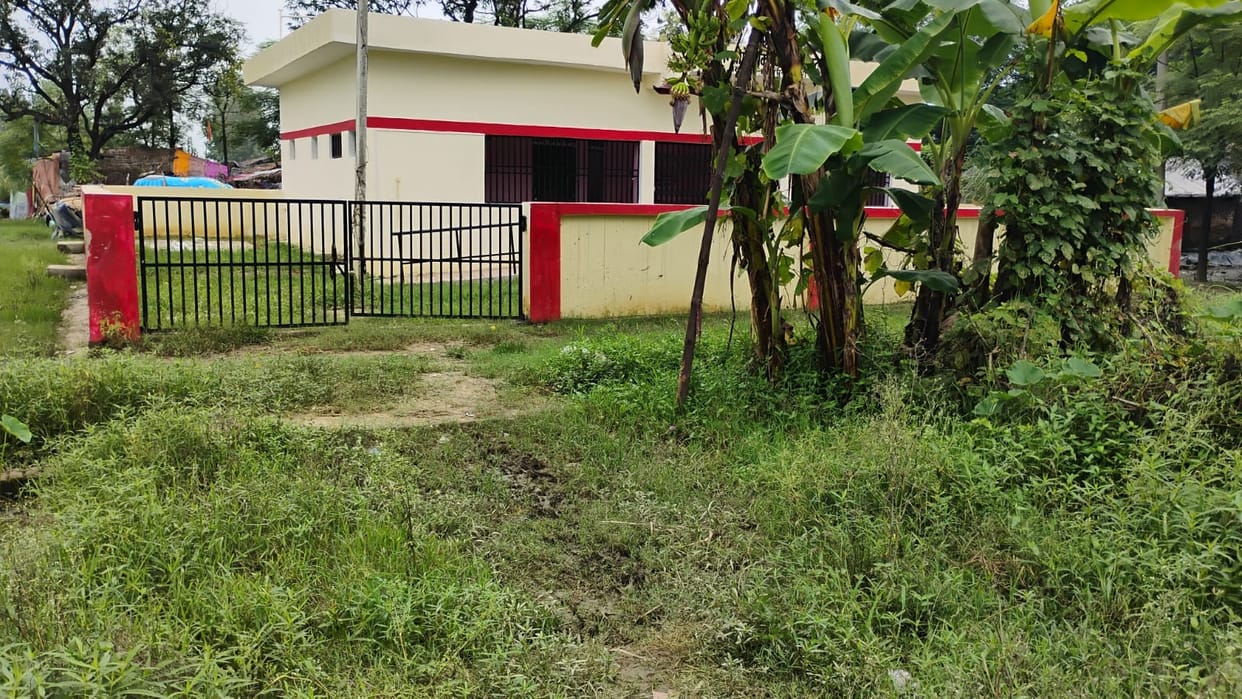 Due to lack of soil compaction, water is filling up in the homeopathic hospital
