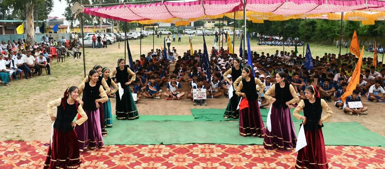 Sports competition begins at Bhumati School with a march past.