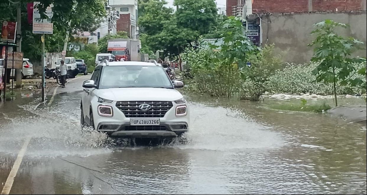 Roads flooded due to heavy downpour