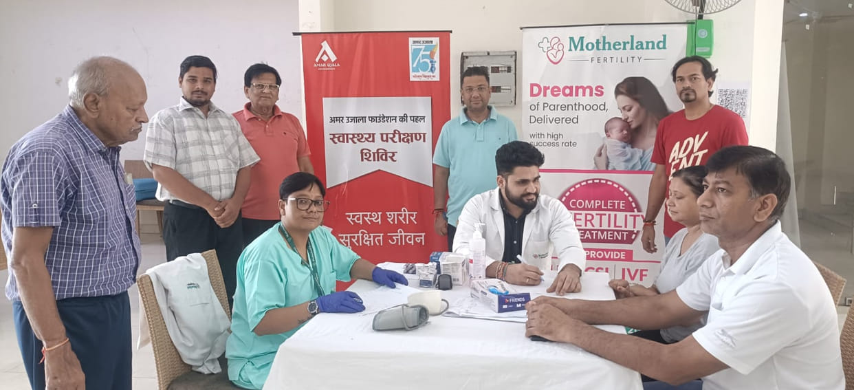 100 people were examined at the health camp.