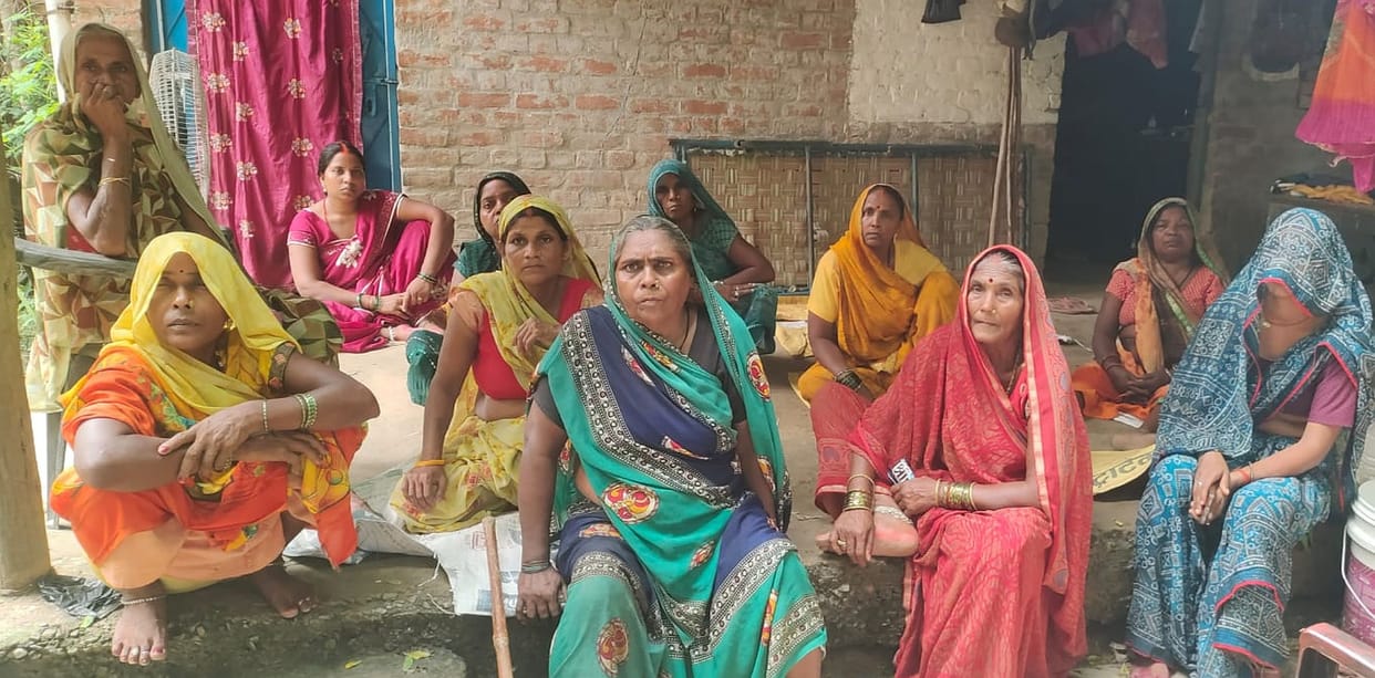 Bike collides with cattle; wife dies, husband and sister injured.