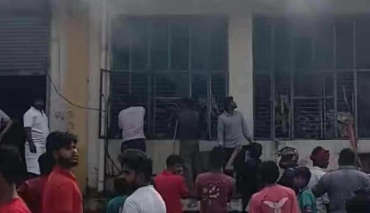 Fire breaks out at electrical company's store in Jharmajri.