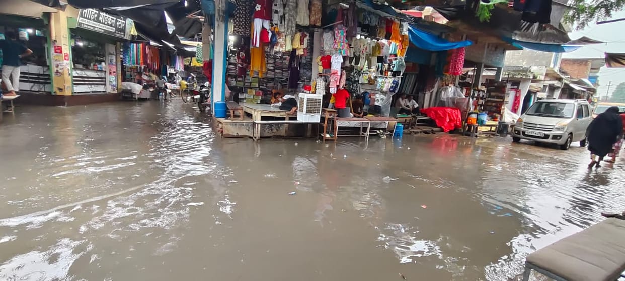 Heavy rains have turned city streets into ponds
